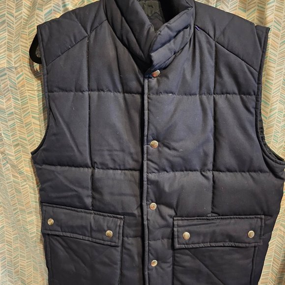 Vintage Aberdeen Duck Down Vest Mens Size Medium M Navy Full Zip - Picture 1 of 3